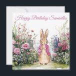 Carte Personnaliser Nom Pierre le lapin rose Veste<br><div class="desc">Personnalisez ce joli produit Pierre le lapin avec le nom d'un enfant.</div>