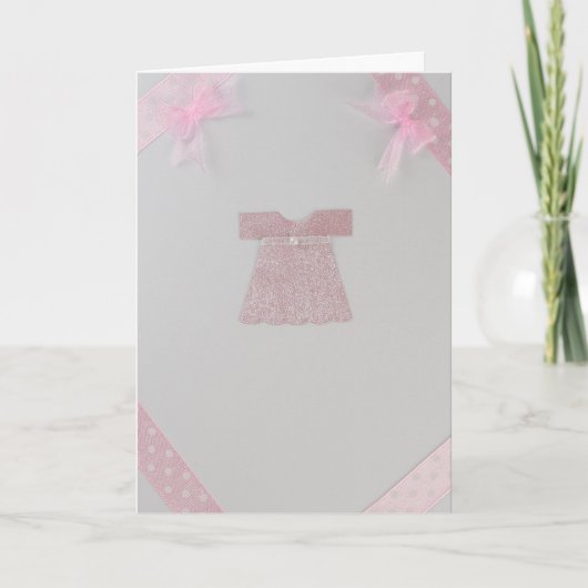 Carte Personnaliser Pink Baby robe fille Baptême (Devant)