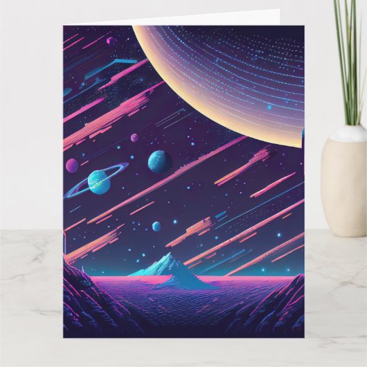 Carte Personnaliser - Scène spatiale rétro (Devant)