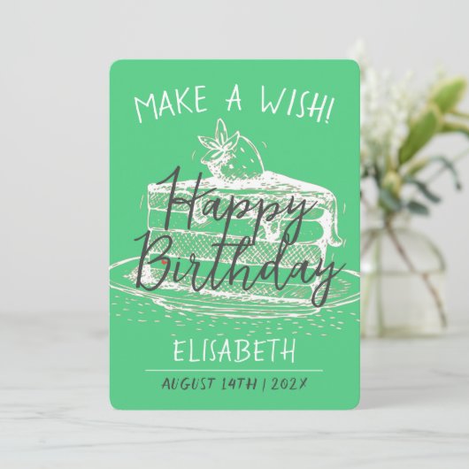 Carte Personnaliser Simple Gâteau Doux Faire Un Annivers (Debout devant)