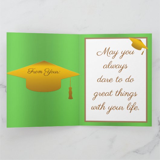 Carte Personnaliser simple moderne Gold Green (Intérieur)