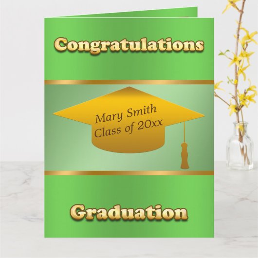 Carte Personnaliser simple moderne Gold Green (Fleur jaune)