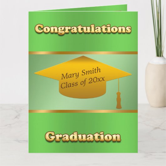 Carte Personnaliser simple moderne Gold Green (Devant)