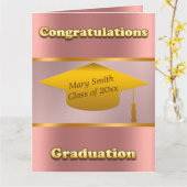 Carte Personnaliser simple moderne rose or (Fleur jaune)