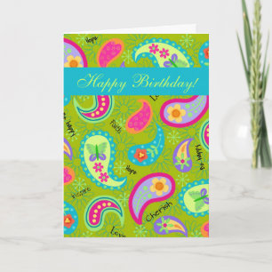 Carte Personnaliser verte et turquoise Paisley Joyeux an
