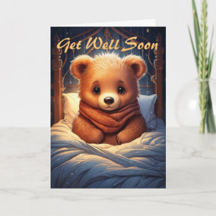 Carte Personnalisez Baby Bear Sick in Bed Get Well Bient