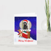 Carte Personnalisez Chien Père Noël Toit Renne Avec Cade (Devant)