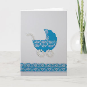 Carte Personnalisez la poussette bleue pour bébé mignon