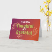 Carte Personnalisez le nom Grateful & Thanksging (Fleur jaune)