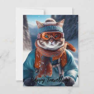 Carte Personnalisez le ski de chat sur les pentes enneig