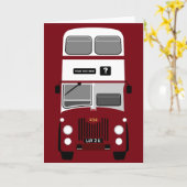 Carte Personnalisez le vieil autobus à impériale (Fleur jaune)