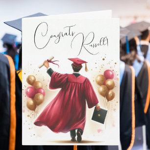 Carte Personnalisez un heureux diplômé avec une toge et