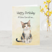 Carte Personnalité d'un chat Calico Animaux d'anniversai (Fleur jaune)