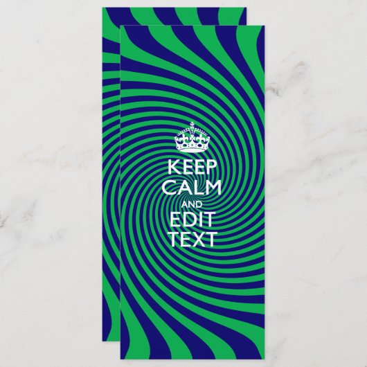 Carte Personnalized Keep Calm Blue and Green with a Twis (Devant / Derrière)
