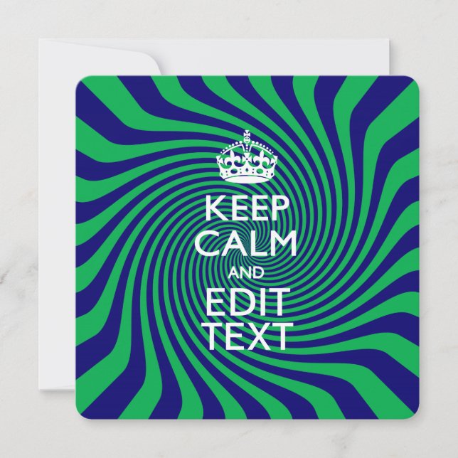 Carte Personnalized Keep Calm Blue and Green with a Twis (Devant)