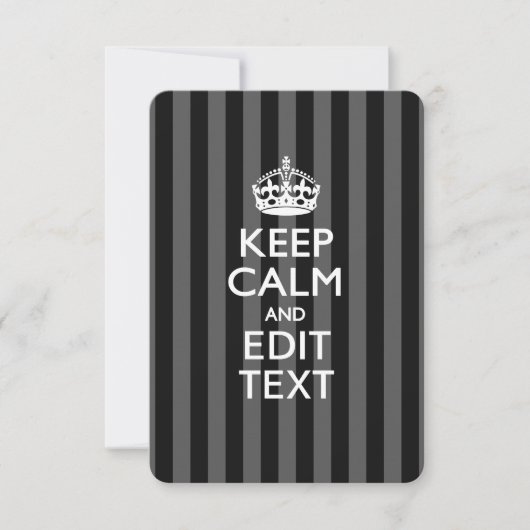 Carte Personnalized KEEP CALM Your Text on Black Stripes (Devant)