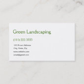 Carte personnelle de aménagement verte (Dos)