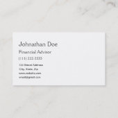 Carte personnelle du conseiller financier (Dos)