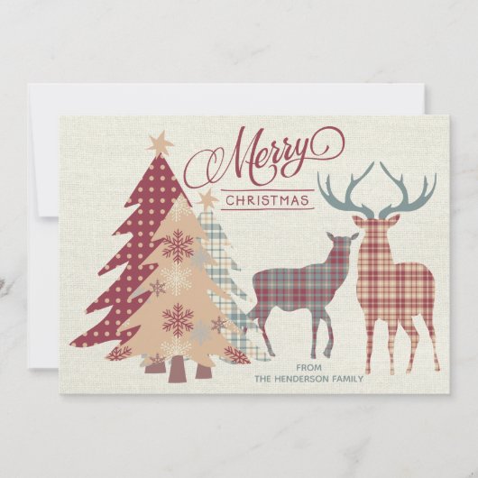 Carte personnelle Joyeux Noël Country Plaids (Devant)