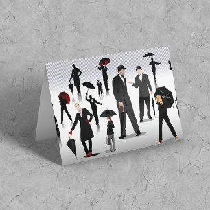 Carte Personnes Avec Des Parapluies