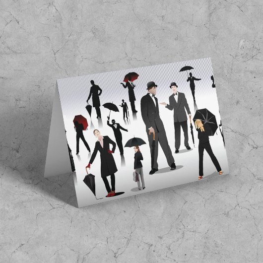 Carte Personnes Avec Des Parapluies