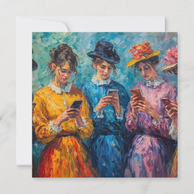 Carte Personnes du 19e siècle utilisant des smartphones (Devant)