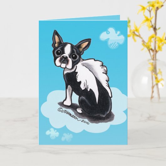 Carte Perte d'animal de compagnie Boston Terrier (Fleur jaune)