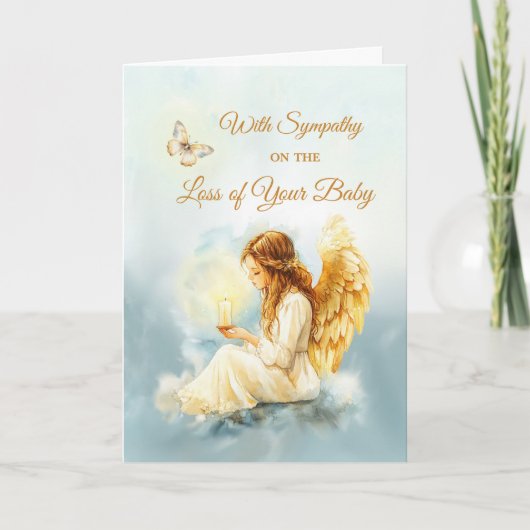 Carte Perte de bébé Angel de sympathie avec papillon à b (Devant)