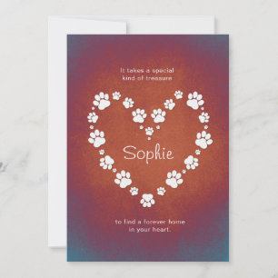 Carte Perte de chien / chat Pawprint Coeur Rainbow Sympa