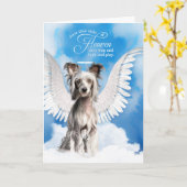 Carte Perte de chien Chinois Crested Pet Sympathie (Fleur jaune)