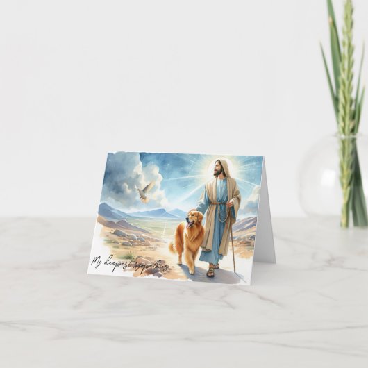 Carte Perte de chien Sympathy-Jésus avec Golden Retrieve (Devant)