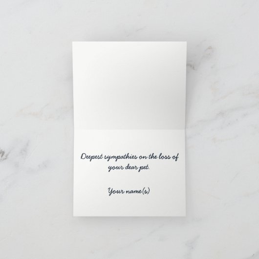 Carte Perte de condoléances de l'animal (Intérieur)