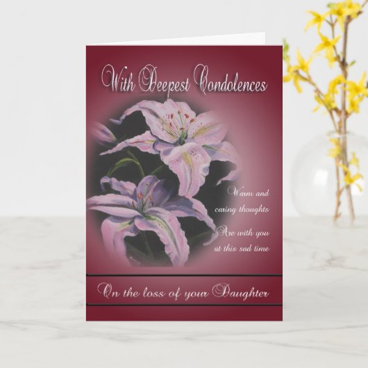 Carte Perte de fille - Avec les plus profondes condoléan (Fleur jaune)