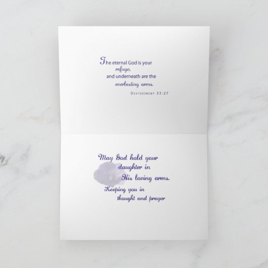 Carte Perte de fille, Fleur Sympathie chrétienne (Intérieur)