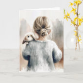 Carte Perte de Lapin de Compagnie Aquarelle (Fleur jaune)