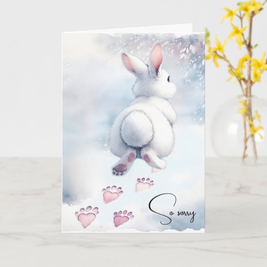 Carte Perte de lapin de compagnie avec empreintes de pat (Fleur jaune)