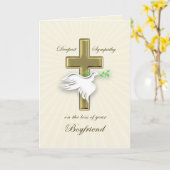 Carte Perte de sympathie de petit ami, croix d'or et col (Fleur jaune)