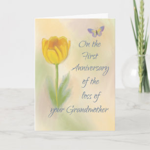 Carte Perte du 1er anniversaire de Grandma Watercolor Fl