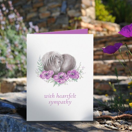 Carte Perte d'un cheval coquelicot aquarelle