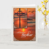 Carte Perte d'un frère Sympathy Sunset Cross Beach (Fleur jaune)