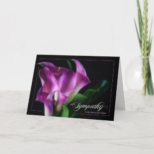Carte Perte d'une soeur Sympathie Violet Calla Lilies