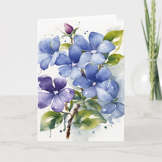 Carte Pervenche - Fleurs à l'aquarelle (Devant)