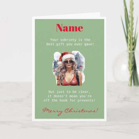 Carte Perzonalisable Mignonne Vert Sobriété Noël (Devant)