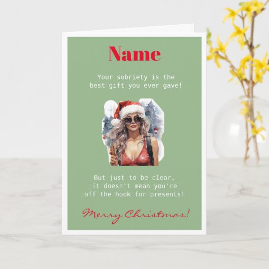 Carte Perzonalisable Mignonne Vert Sobriété Noël (Fleur jaune)