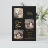 Carte Pet Black Stylish Moderne Calligraphie 3-Photo (Debout devant)