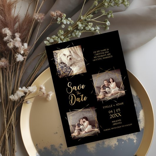 Carte Pet Black Stylish Moderne Calligraphie 3-Photo