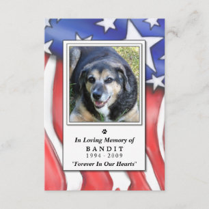 Carte Pet Memorial 3.5"x5" - Drapeau USA