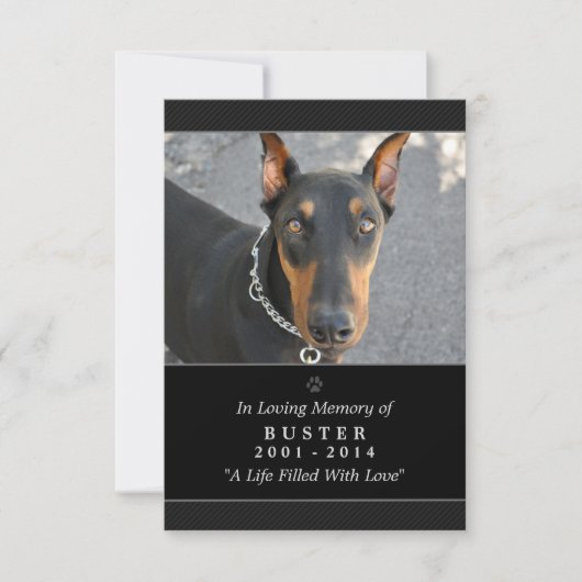 Carte Pet Memorial 3.5"x5" Noir Ne Grieve pas Poem (Devant)