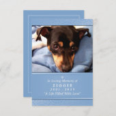 Carte Pet Memorial 3,5 x 5 Bleu - Ne pas Grieve Po (Devant / Derrière)