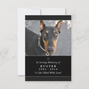Carte Pet Memorial 3,5 x 5 Prière noire pour anima